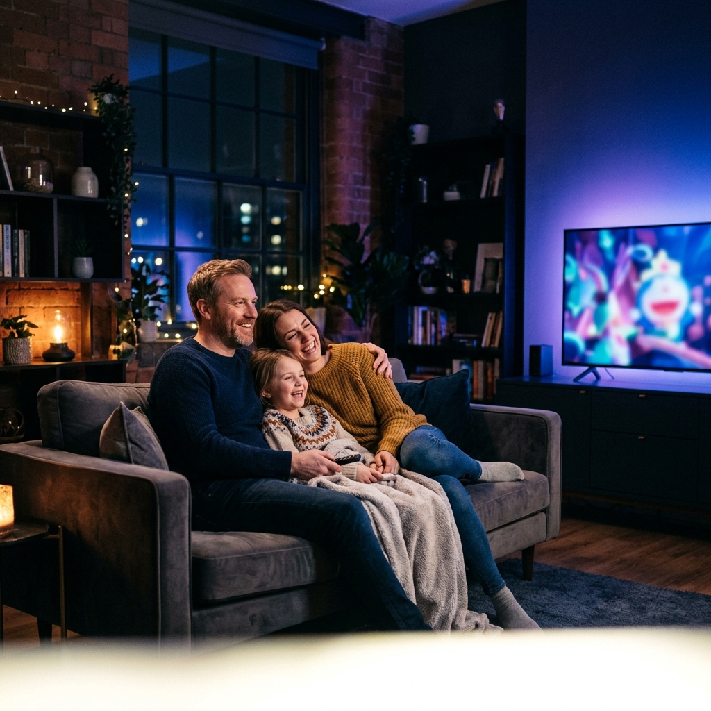 Family watching Virtioraiptv streaming